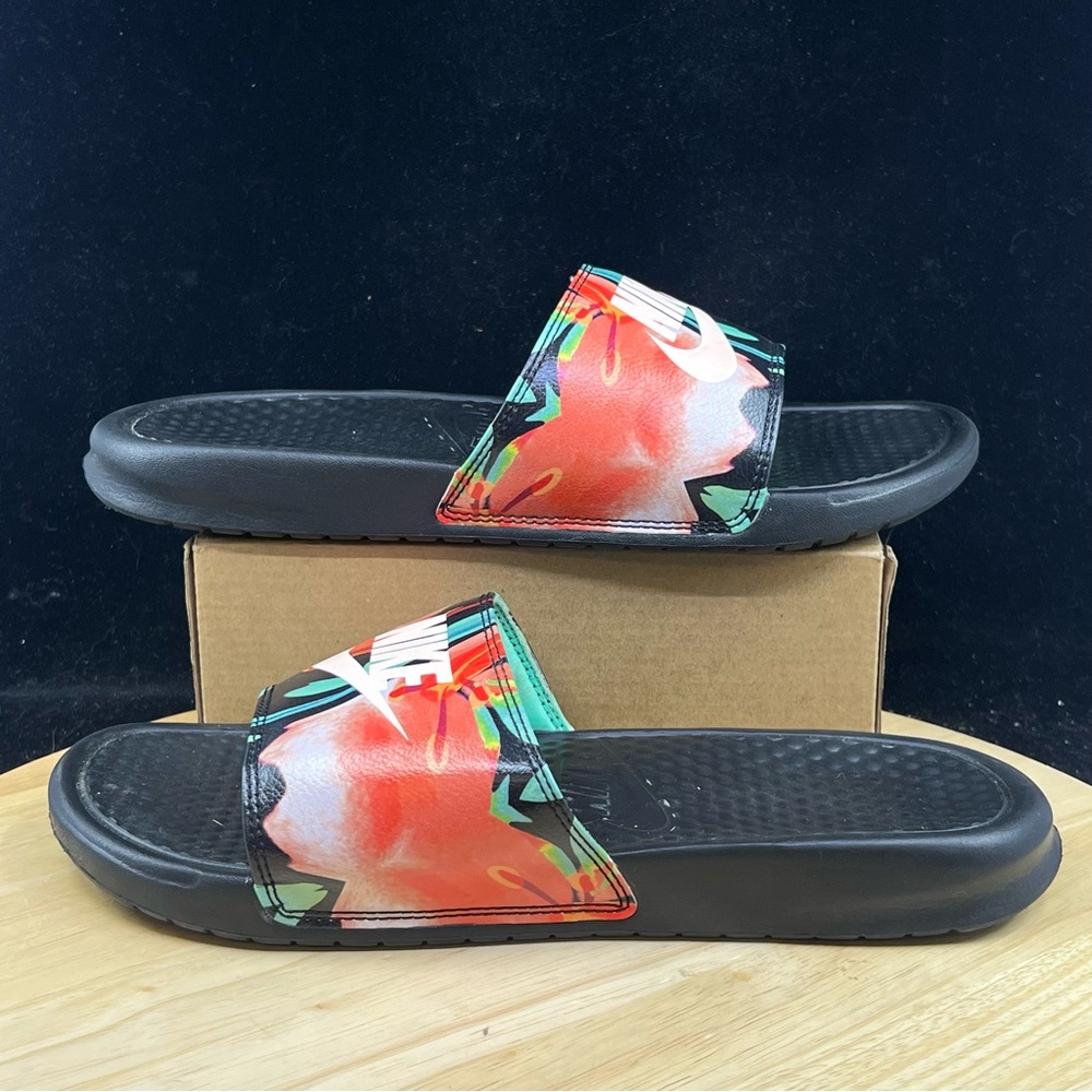 Nike Benassi JDI Slides Hawaiian Floral 618919-019 Women's Sz 10 Slip On Sandal